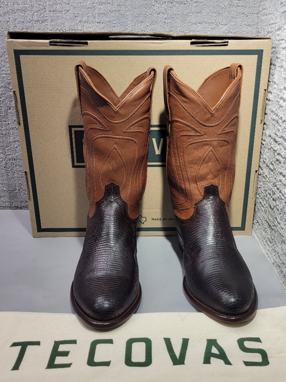 Tecovas The Nolan Men's Size US 9.5 EE Whiskey Lizard Cowboy Boots.